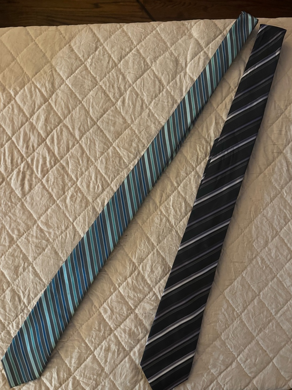 jf j.ferrar Teal and Black Striped Men's Tie Duo